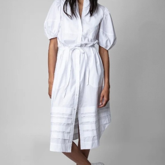 NWT! $548 Elegant White Midi Dress - Picture 1 of 4